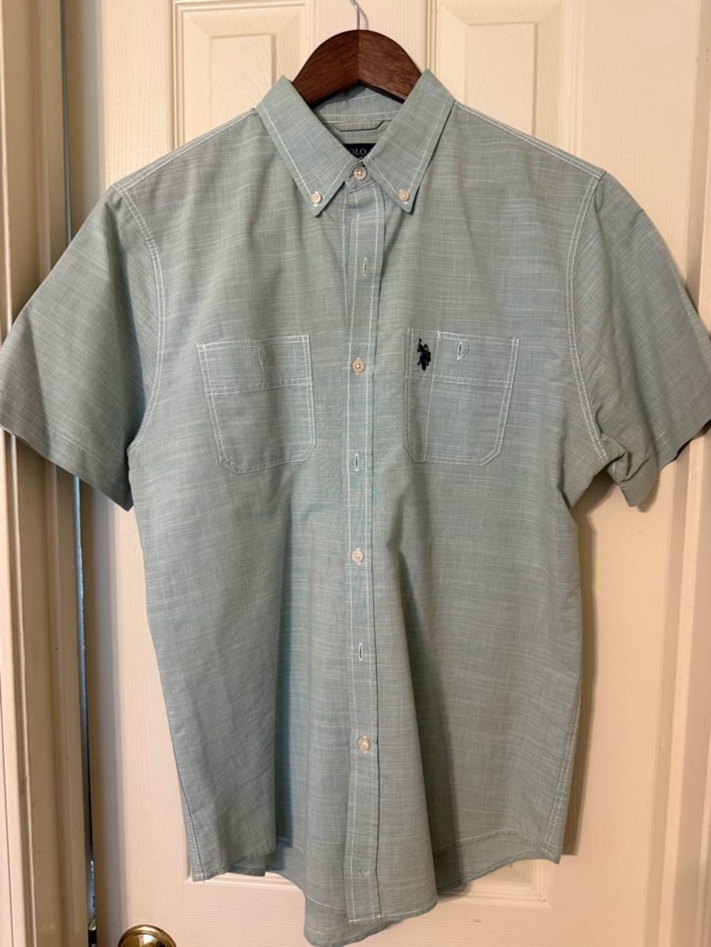 U.S. Polo Assn. Men’s Short-Sleeve Button-Down Shirt Light Green/Mint